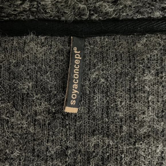 Soyaconcept Women’s Longline Sweater Large Zip Up Teddy Bear Gray Black - Picture 8 of 13